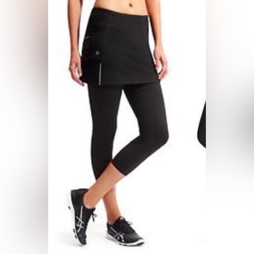 ATHLETA Black Skirted Capri Leggings